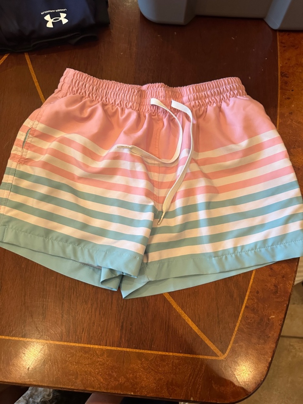 chubbies Pink Striped Swim Trunks